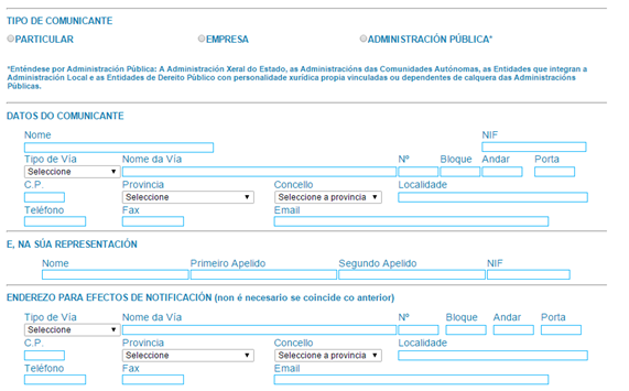 registro certificado energético galicia datos del comunicante