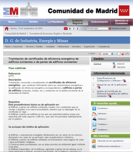 Tramitación certificados energéticos Comunidad de Madrid