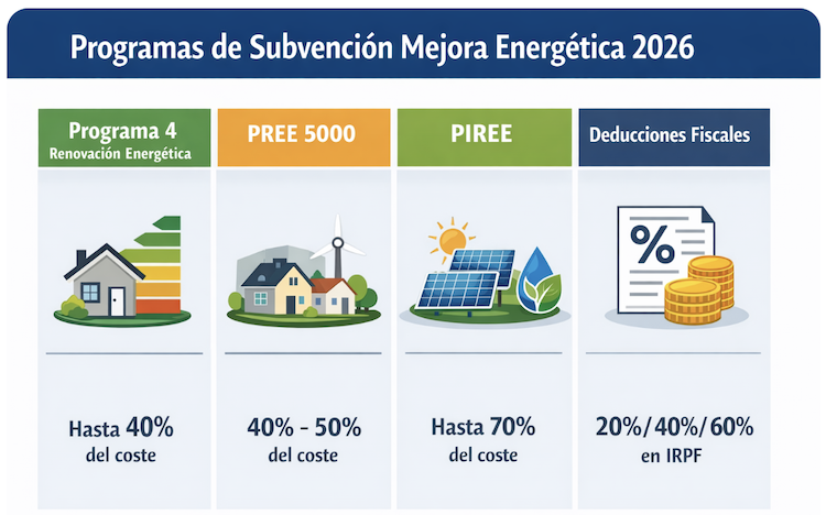 porcentajes-ayudas-mejora-energetica programas de ayuda o subvención mejora energética, porcentajes