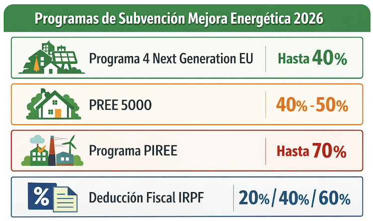 programas-ayudas-2026 resumen programas de ayuda o subvenciones a la mejora energética